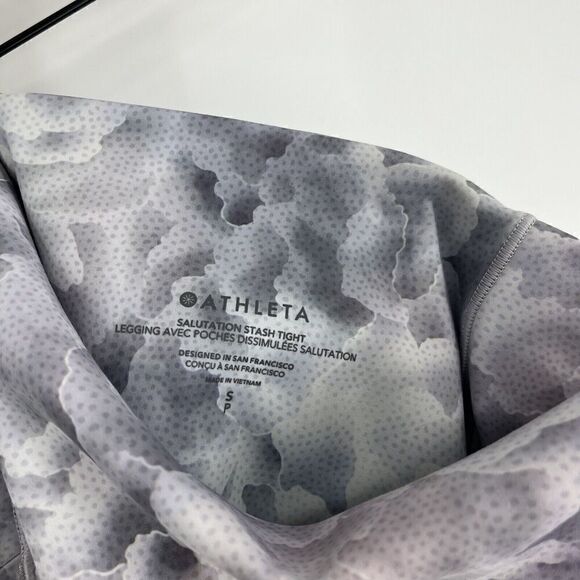 Athleta Salutation Stash Tight Size Small Womens Gray Floral Print High Rise - Picture 3 of 8